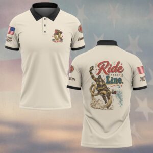 Custom Name & Department Ride The Line Rodeo Hose Rider Western Firefighter #DQH1018 - Polo