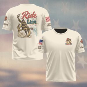 Custom Name & Department Ride The Line Rodeo Hose Rider Western Firefighter #DQH1018 - T-shirt