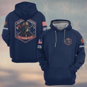 Custom Name & Department Still Answering The Call Black Labrador Fire Helmet Bell Axe Halligan Volunteer Firefighter #DQH1028 - Hoodie