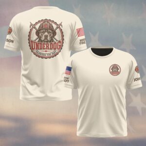 Custom Name & Department Underdog Pit Bull Fire Helmet Pike Poles Volunteer Fire Dept Volunteer Firefighter #DQH1029 - T-shirt