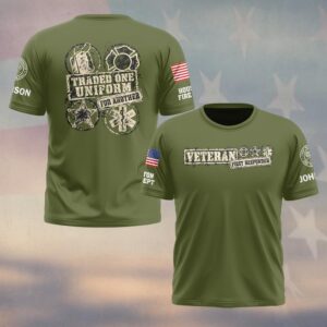 Custom Name & Department Traded One Uniform For Another Veteran Rubber Stamp Dog Tag Fire Police EMS First Responders #DQH1032 - T-shirt