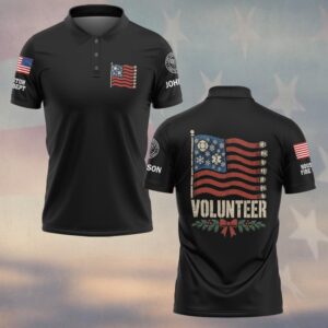 Custom Name & Department Volunteer Fire Hose American Flag Maltese Cross Star Of Life Snowflakes Christmas Bow First Responders #DQH1042 - Polo
