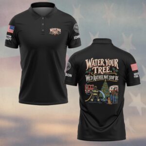 Water Your Tree, Personalized Illustrated Firefighter Gift - Polo