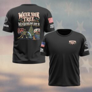 Water Your Tree, Personalized Illustrated Firefighter Gift - T-shirt
